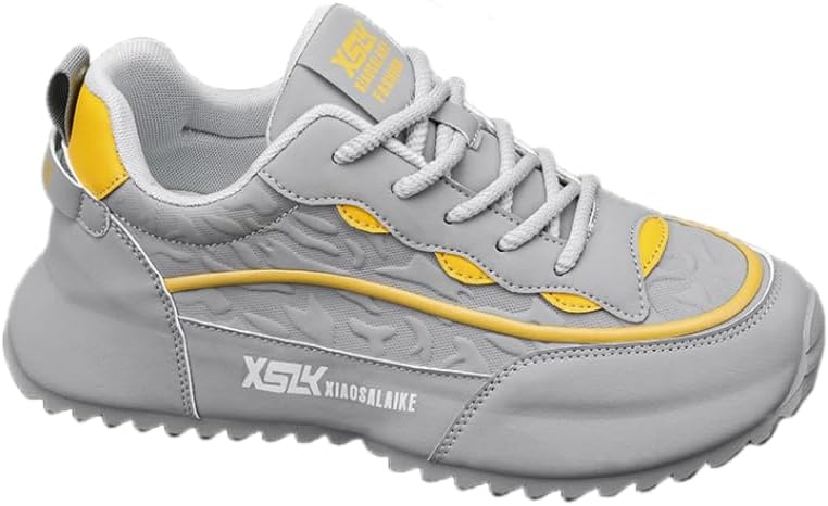 

Мужские модные спортивные кроссовки - на шнуровке, с толстой подошвой и округлым носком - резиновая подошва - удобные и легкие - подходят для всех сезонов Spkfhd, серый