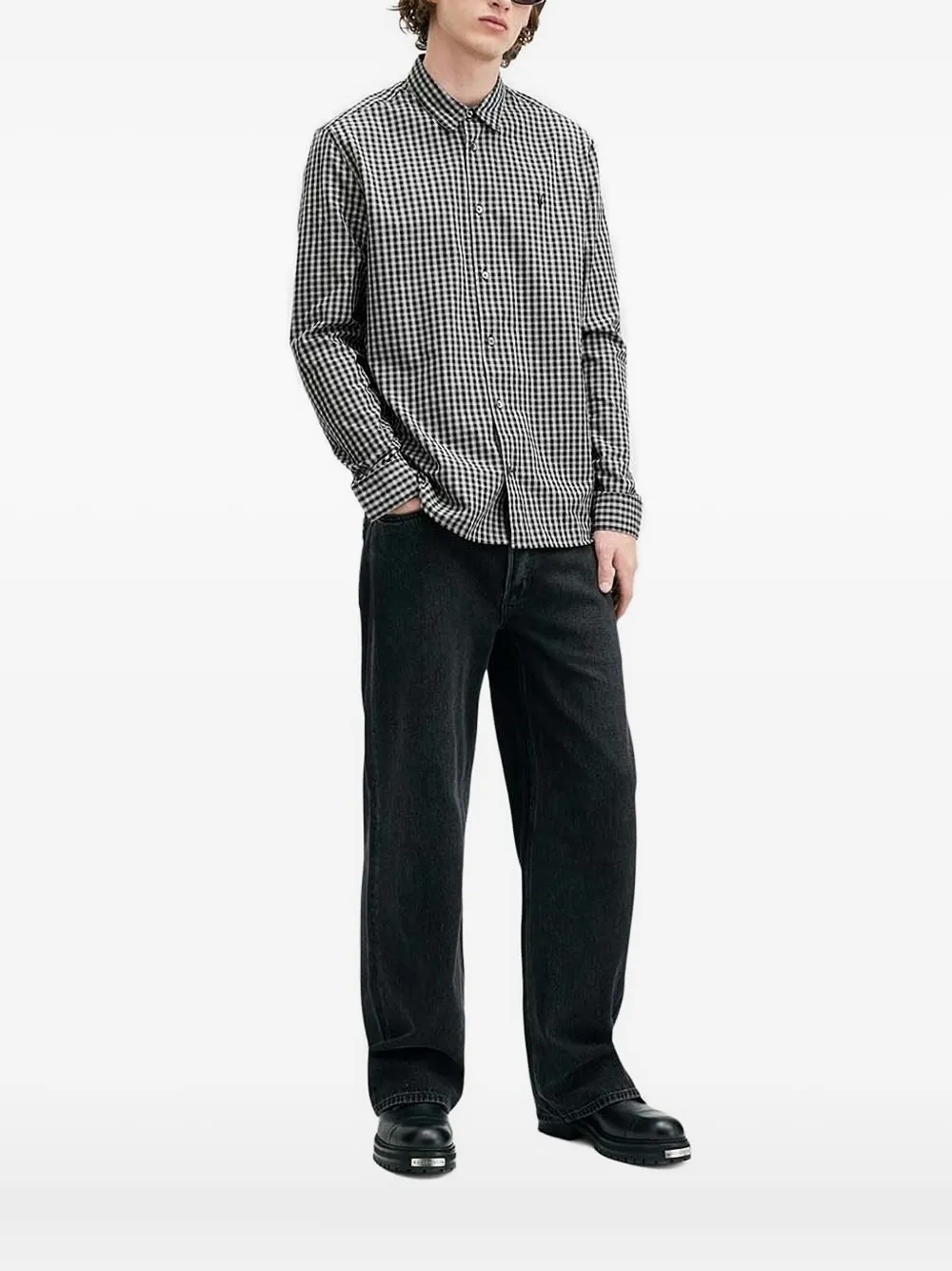 

Клетчатая рубашка с длинными рукавами AllSaints, белый