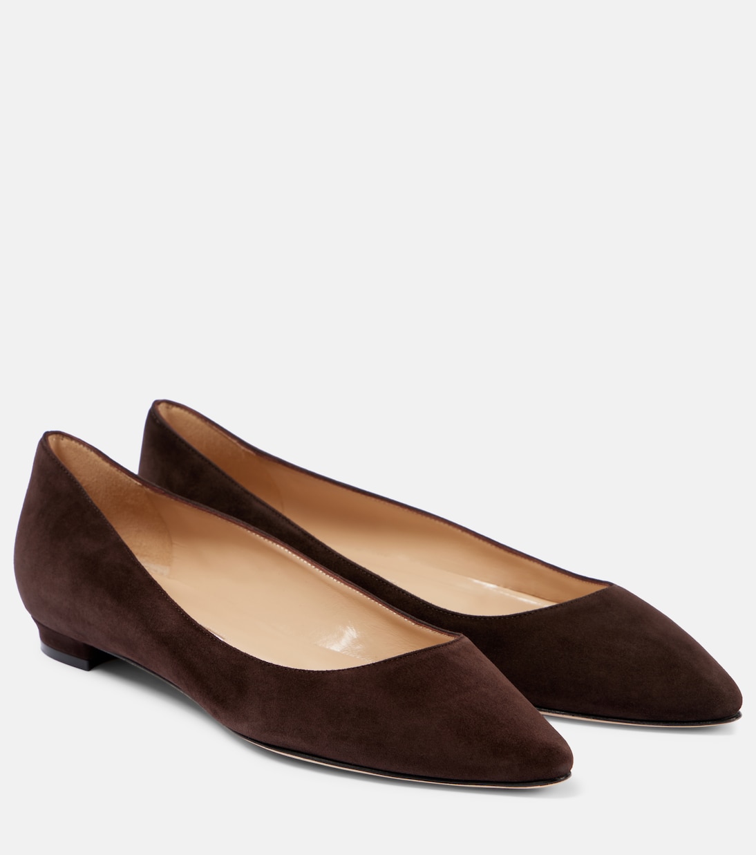 Ланза BB балетки из замши Manolo Blahnik, коричневый