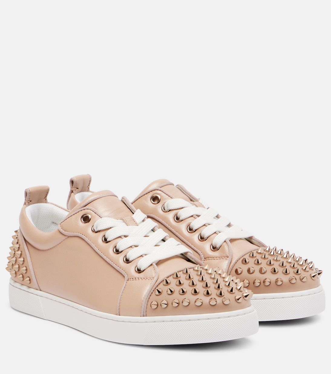 Кожаные кроссовки Louise Junior Spikes Christian Louboutin, Leche/Leche
