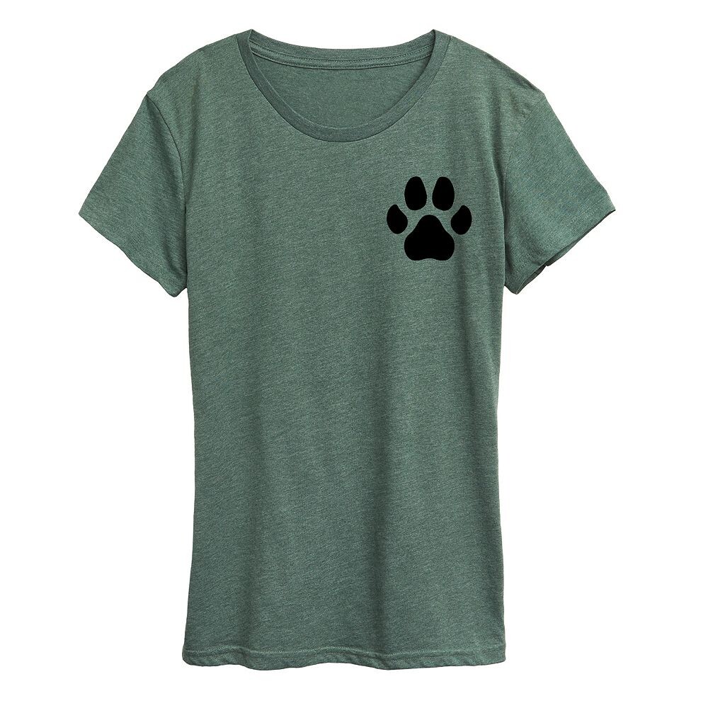 

Женская черная футболка с рисунком Pawprint Licensed Character, цвет Heather Green