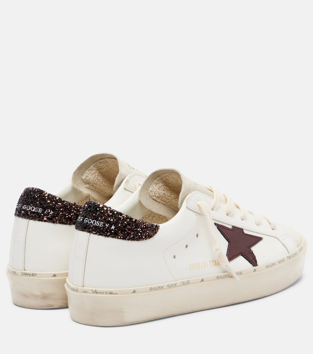 Hi Star кожаные кроссовки Golden Goose, White/Grey/Purple/Brown — фото 2