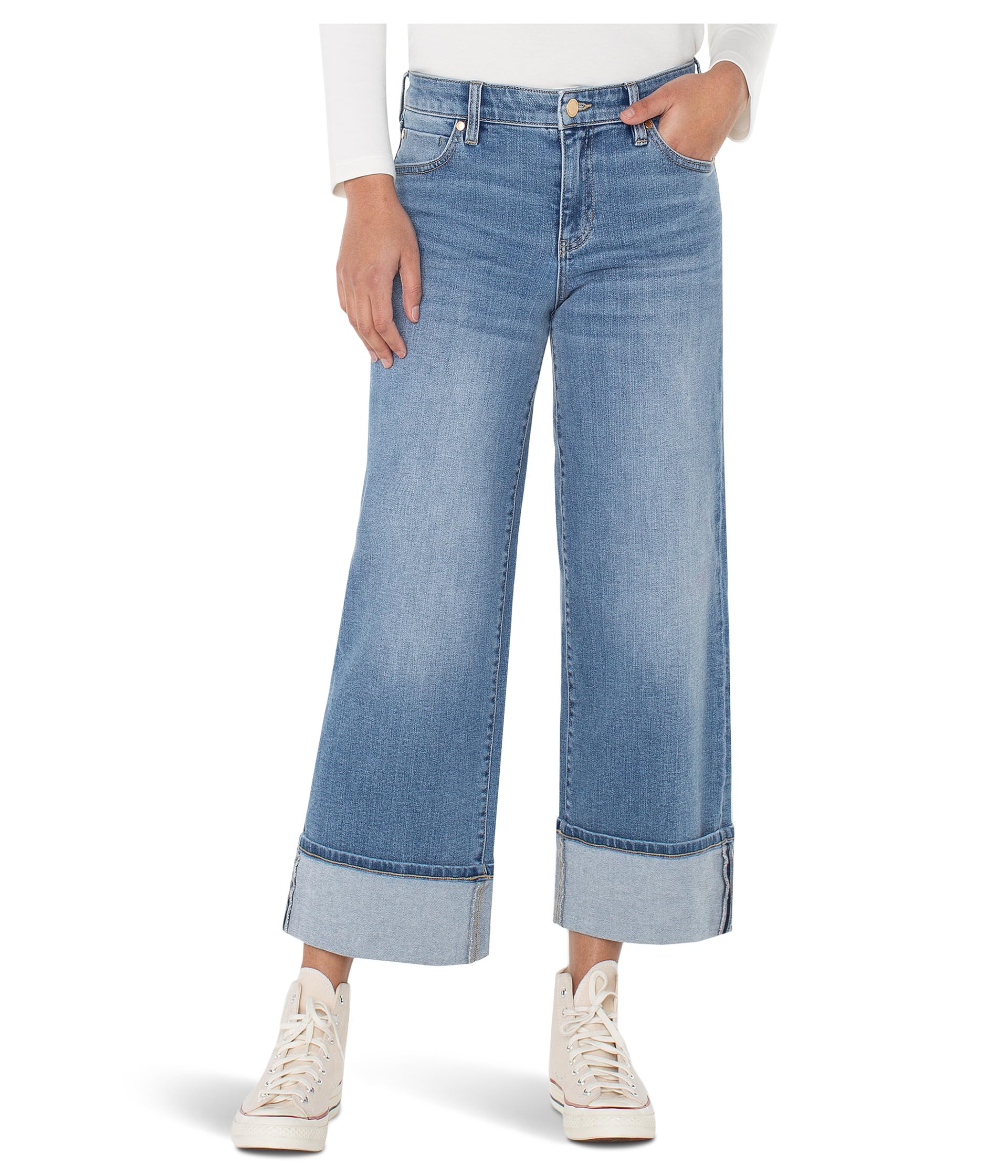 

Джинсы Liverpool Los Angeles Morgan Mid-Rise Cuffed Wide Leg Jean 27'' Inseam, цвет Klamath