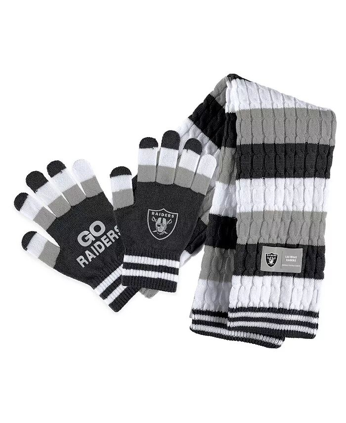 

Женский комплект из полосатого шарфа и перчаток Las Vegas Raiders WEAR by Erin Andrews
