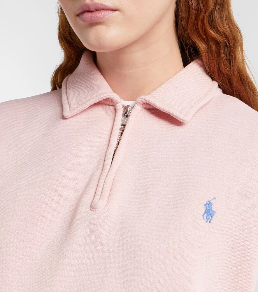 Толстовка из хлопкового флиса с застежкой-молнией до середины груди Polo Ralph Lauren, розовый — фото 4