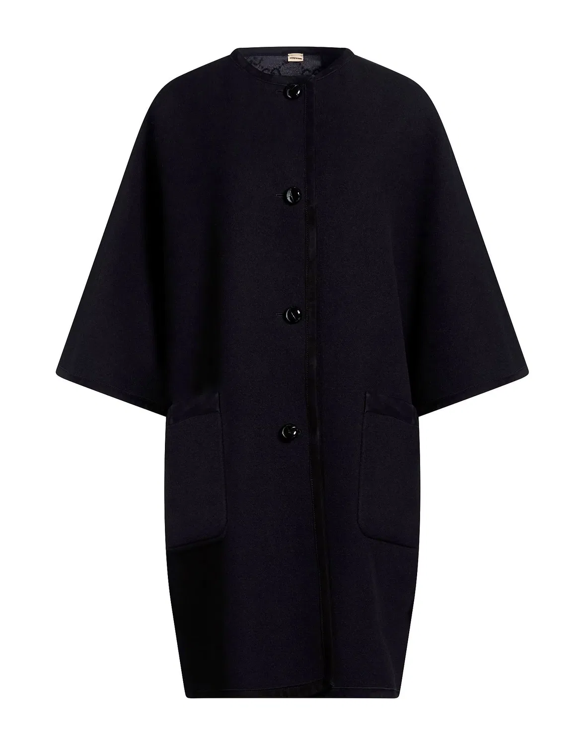 Пальто GUCCI однобортное, с кожаными вставками, Midnight blue