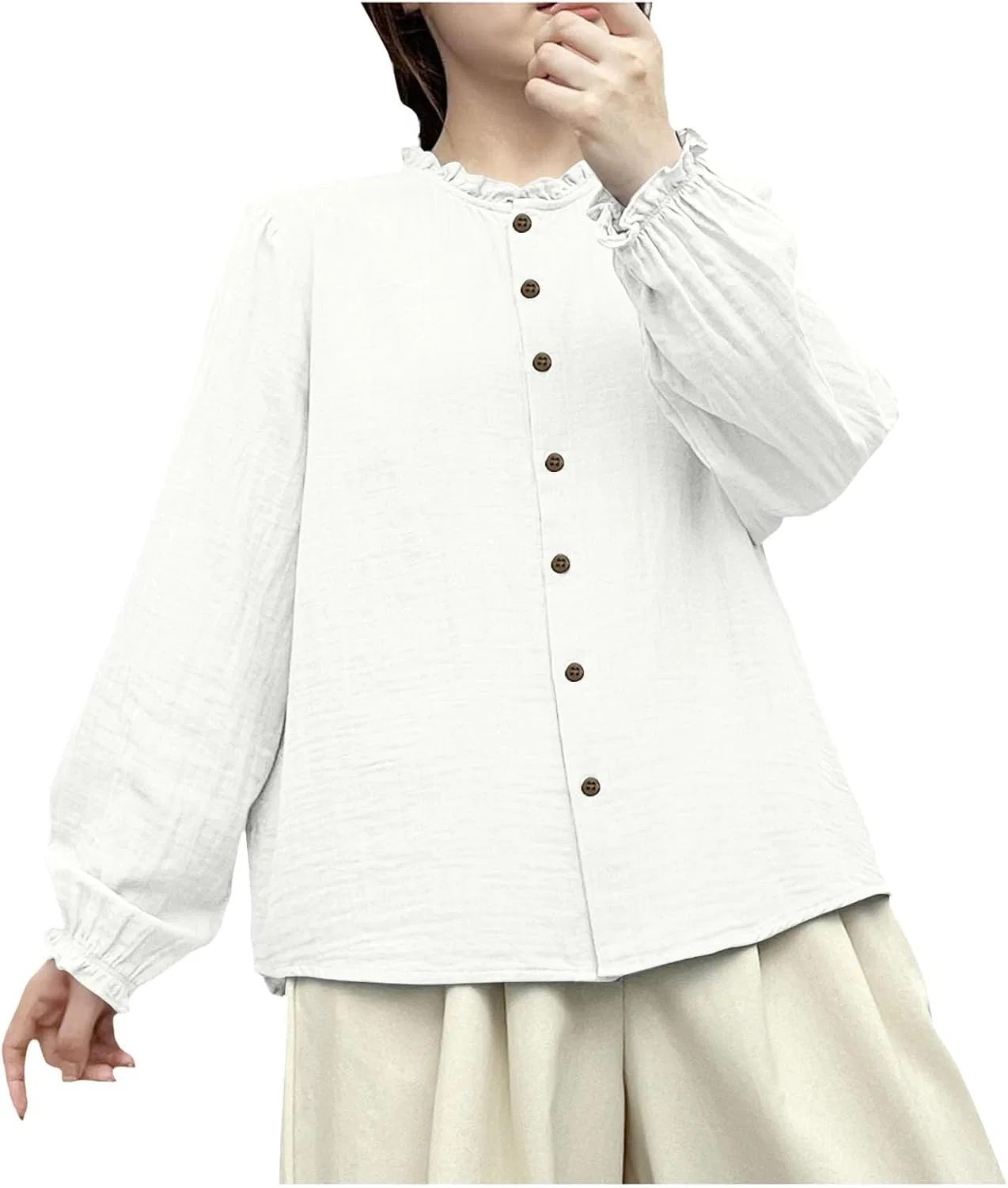 Блуза, белая, Button-Down Shirts, белый