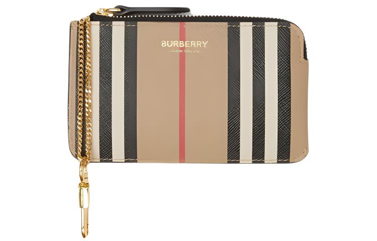 

Burberry Винтажный экологичный холщовый кошелек для ключей и карт, женский, архивный, бежевый