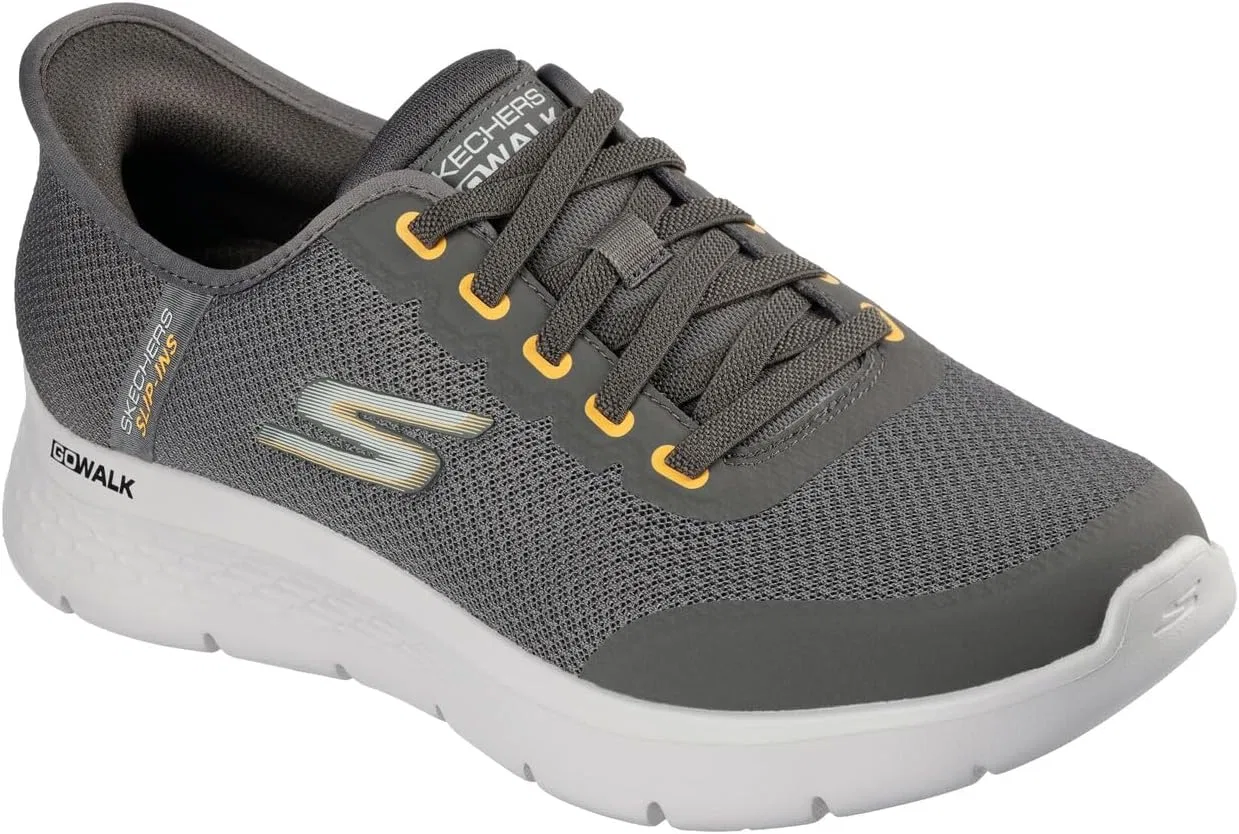 Мужские уютные туфли Skechers Go Walk Flex - коричневые с сетчатым рисунком