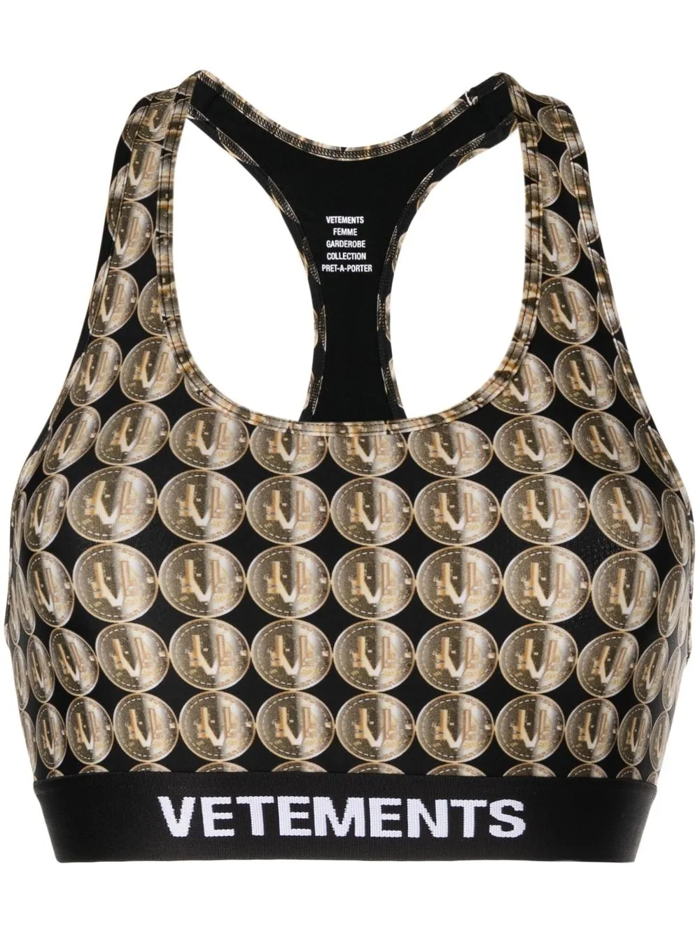 

Спортивный бюстгальтер с логотипом VETEMENTS, черный