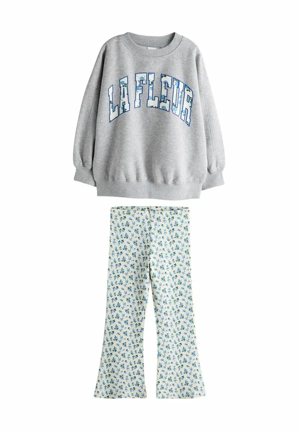 Толстовка прямого кроя с расклешенной юбкой Next, Grey Blue Floral Slogan