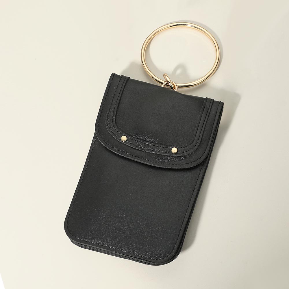 

Кожаный мини-клатч с металлическим кольцом FASHNZFAB, черный/золотой