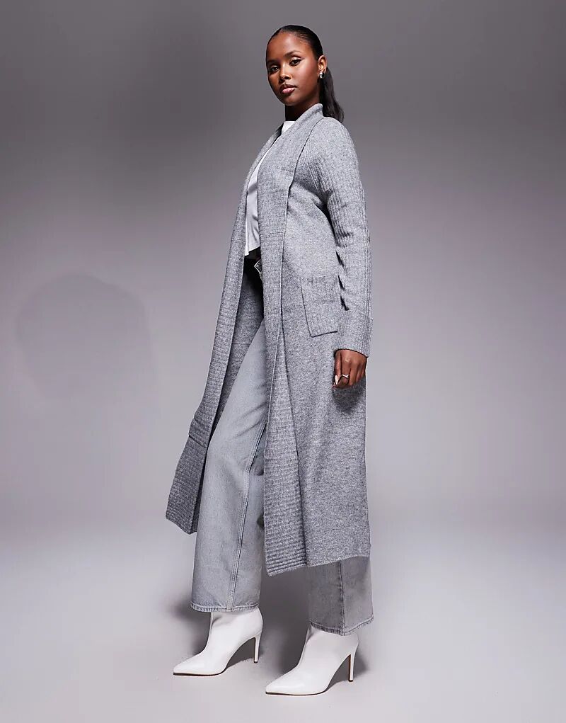 

Длинный кардиган River Island с шалью серого цвета
