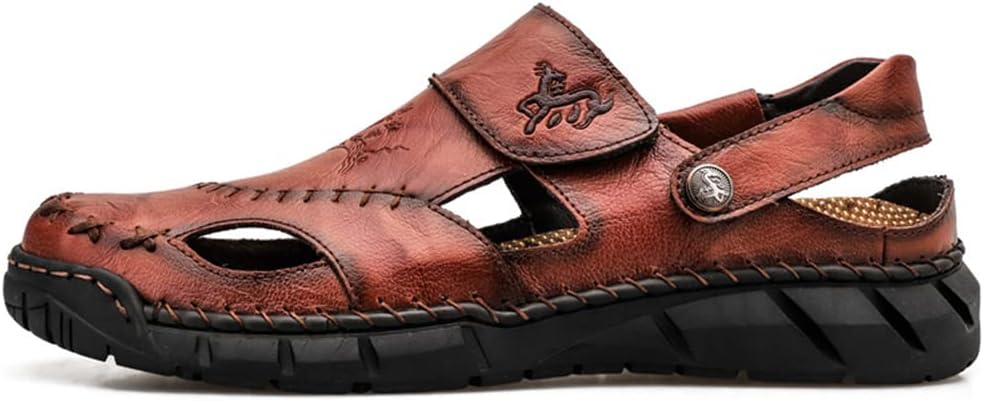 

Мужские повседневные сандалии Rojeam для ходьбы, пляжные туфли с закрытым носком, спортивные сандалии для активного отдыха, летние сандалии для походов и треккинга, коричневый