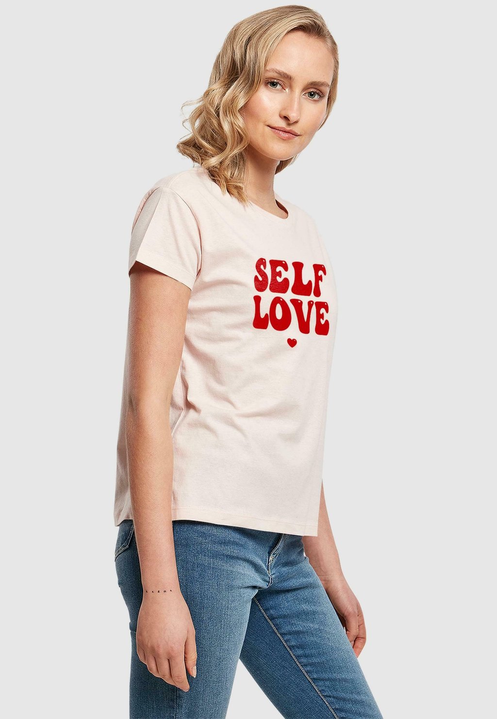 

Футболка с принтом WORDING SELF LOVE BOX Merchcode, розовый