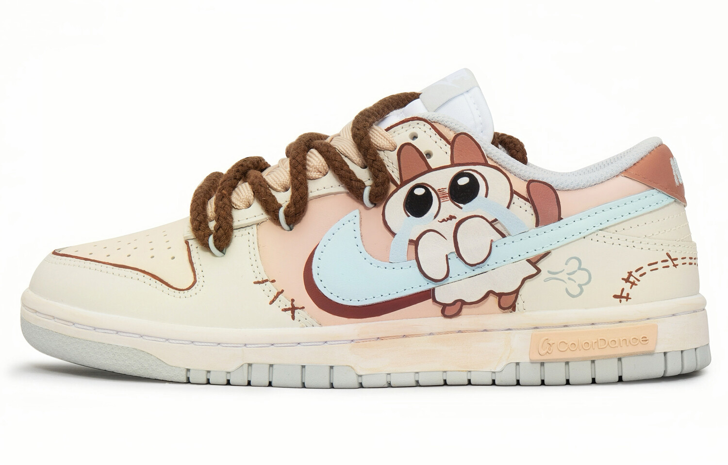 

Кроссовки Nike Dunk Skateboarding Shoes Women's Low-top Beige/Pink/Light Blue, бежевый