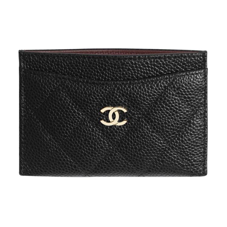 CHANEL Тиснёный кардхолдер из зернистой кожи телёнка Unisex Black — фото 2