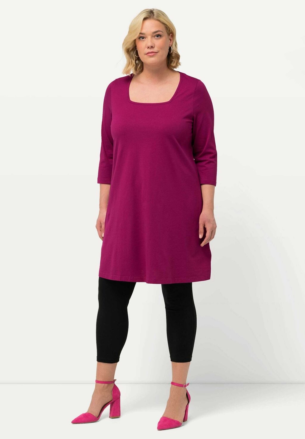 

Топ с длинными рукавами LONG A-LINIE CARREE-AUSSCHNITT 3/4-ARM Ulla Popken, розовый