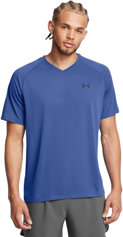 

Футболка Under Armour Mens Tech 2.0 с V-образным вырезом и коротким рукавом, (433) Tech Blue/Black, Черный, Футболка Under Armour Mens Tech 2.0 с V-образным вырезом и коротким рукавом, (433) Tech Blue/Black