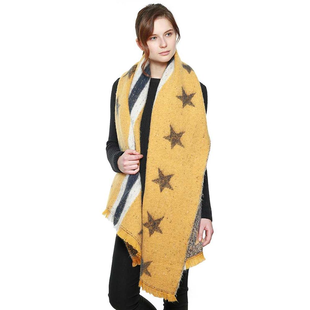 

Звездно-полосатый шарф большого размера FASHNZFAB, цвет mustard