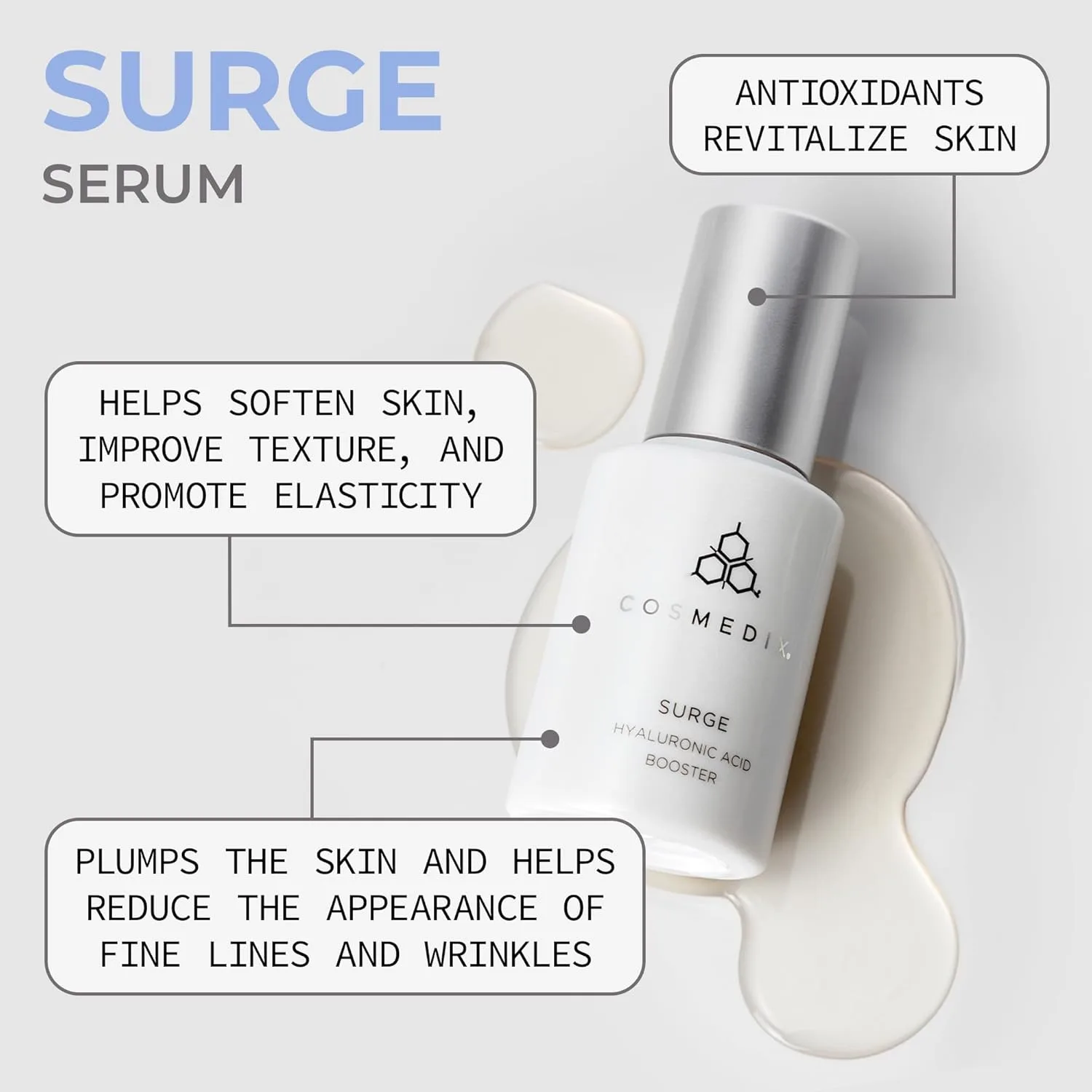 Бустер Cosmedix — Surge Hyaluronic Acid Booster для лица с витамином C и ниацинамидом, увлажняет, смягчает, 30 мл — фото 2