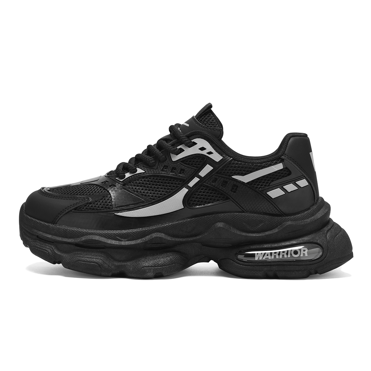 

WARRIOR Антискользящие износостойкие массивные низкие кроссовки мужские - черный/светло-серый, цвет Black/Light Gray