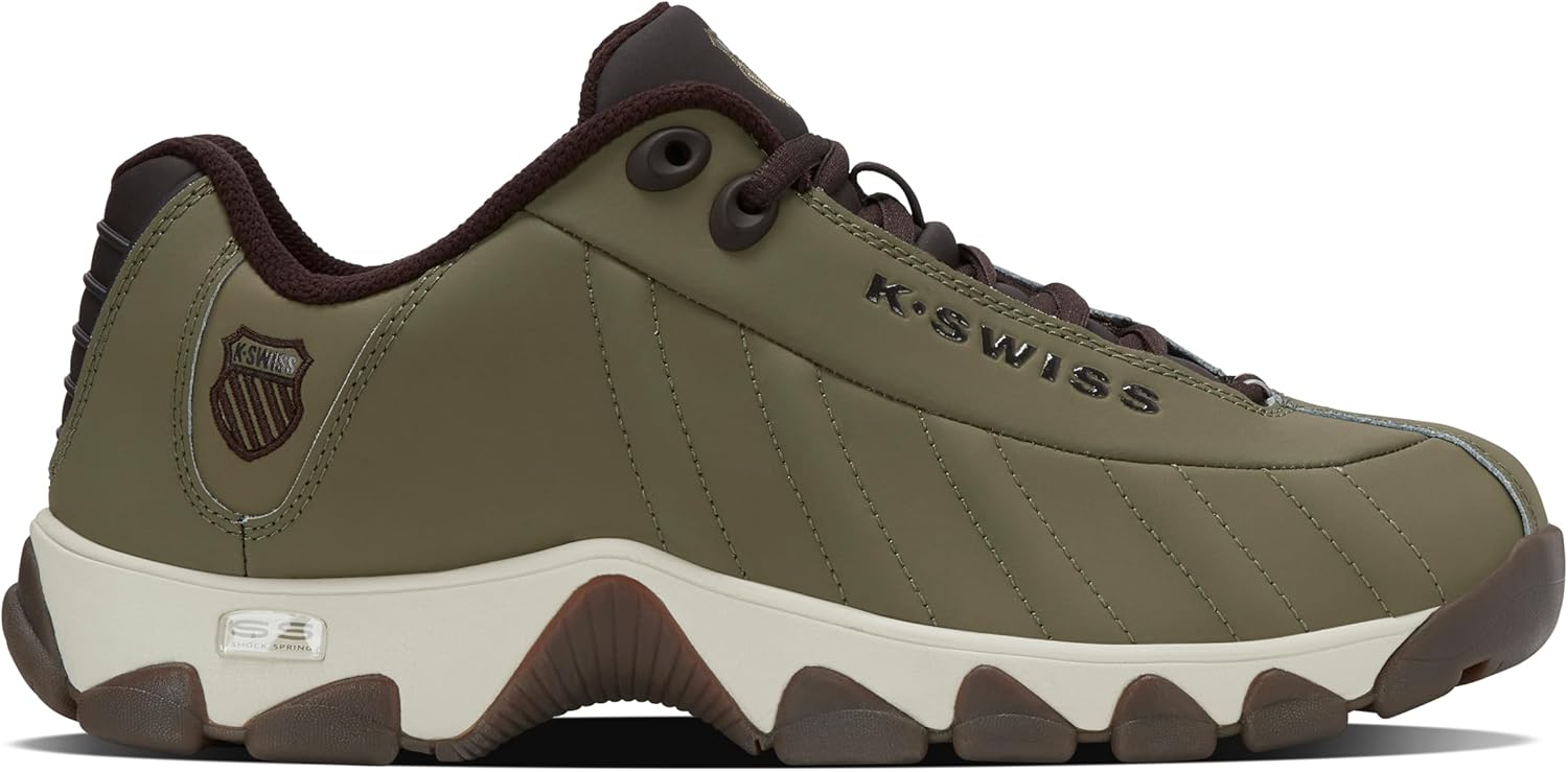 

Мужские кроссовки K-Swiss ST329 CMF, широкие теннисные кроссовки для мужчин, прогулочная обувь с кожаным верхом, черный/серый/оливковый/светло-серый