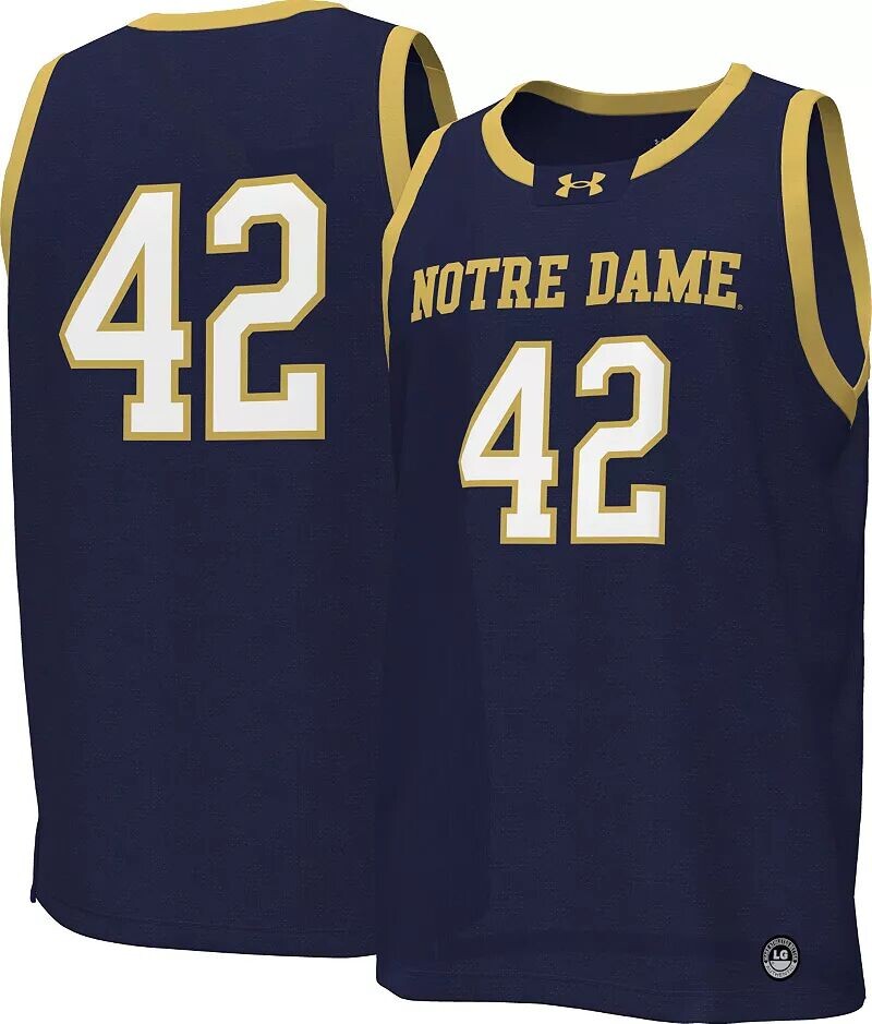 

Мужская баскетбольная майка Under Armour Notre Dame Fighting Irish № 42, реплика темно-синего цвета