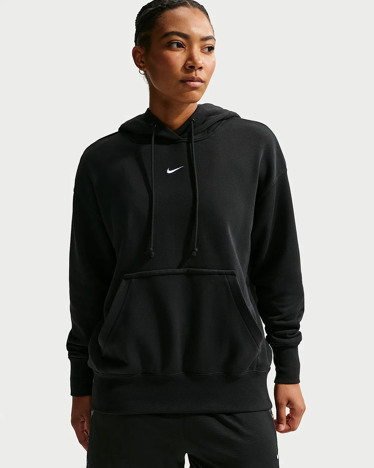 Женский оверсайз баскетбольный худи Nike Phoenix Fleece, Black/White