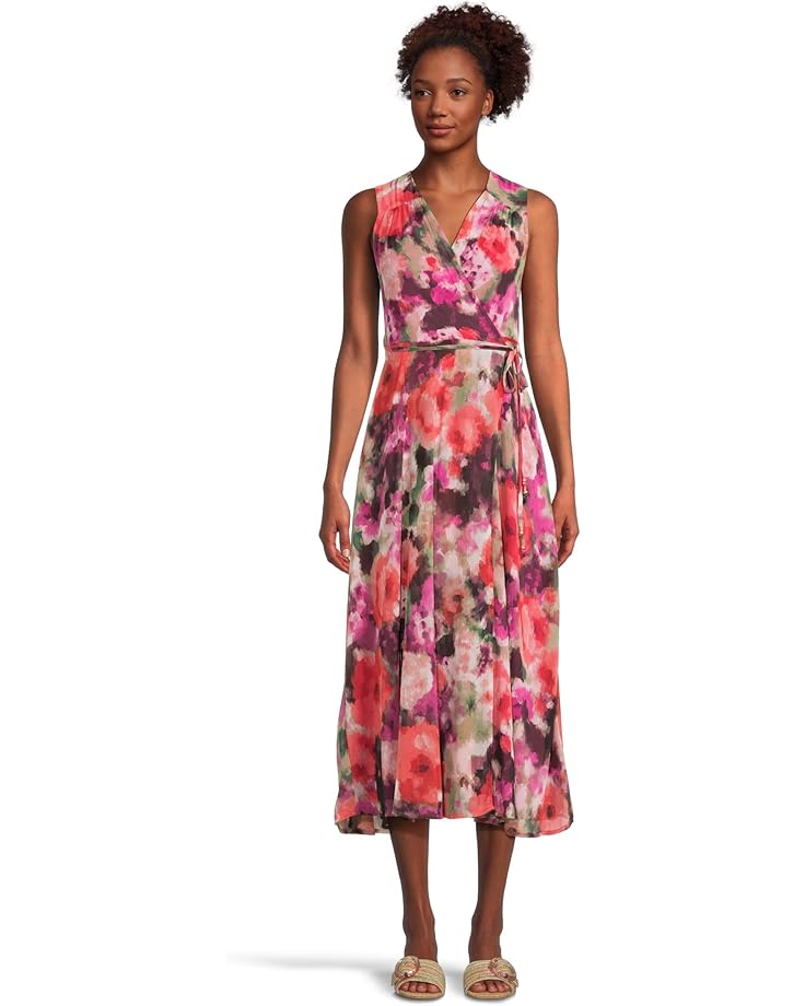 

Платье Calvin Klein Sleeveless Floral Chiffon Wrap, цвет Hibiscus Multi