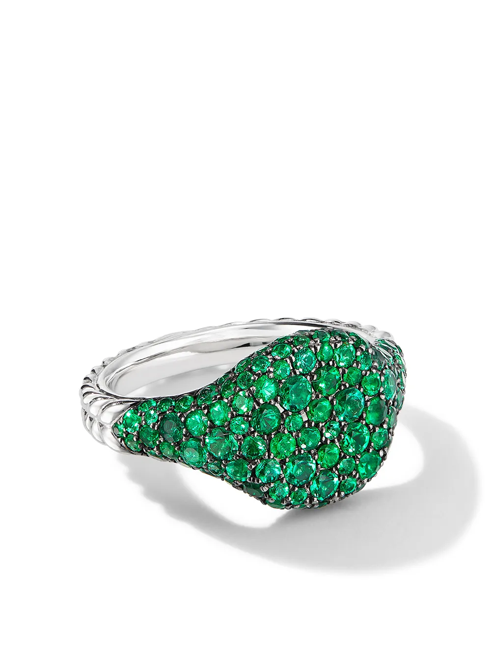 

Кольцо Chevron из белого золота с изумрудами (10 мм) David Yurman, серебряный