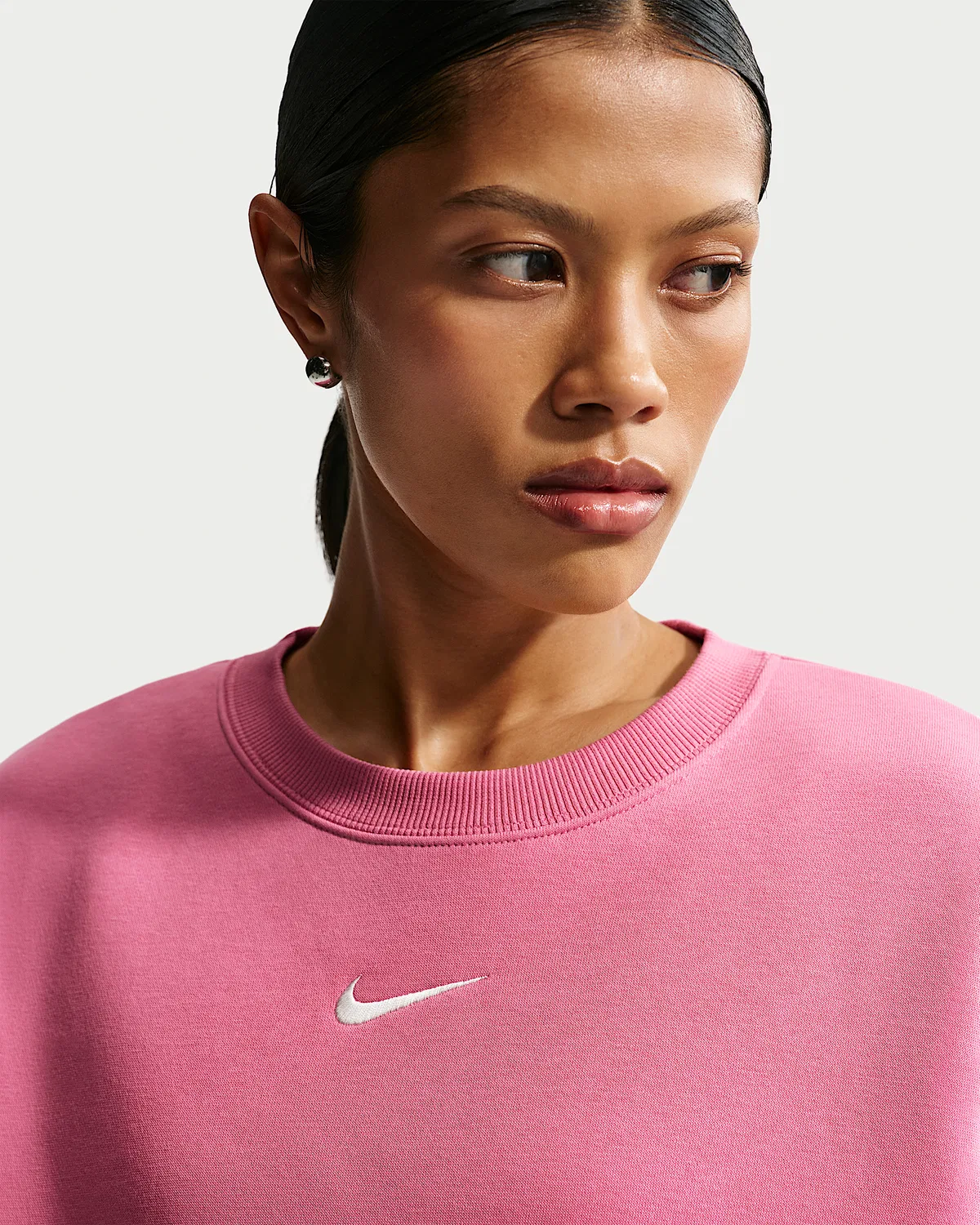 Женский оверсайз-свитшот с круглым вырезом Nike Sportswear Phoenix Fleece, Peony/Sail — фото 3