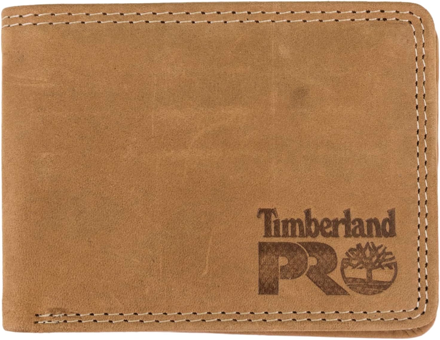 

Timberland PRO мужской тонкий кожаный RFID кошелек с задним окошком для удостоверения, Wheat/Pullman