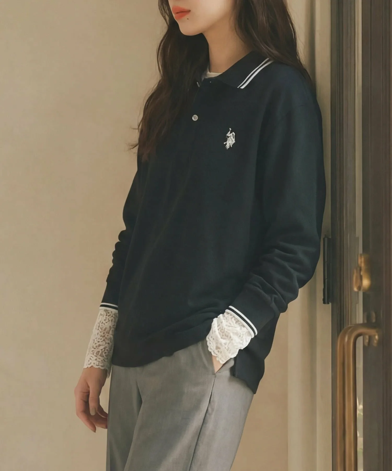 Футболка-поло с длинным рукавом US POLO ASSN./Tipline, унисекс. U.S. Polo Assn., BLK — фото 3