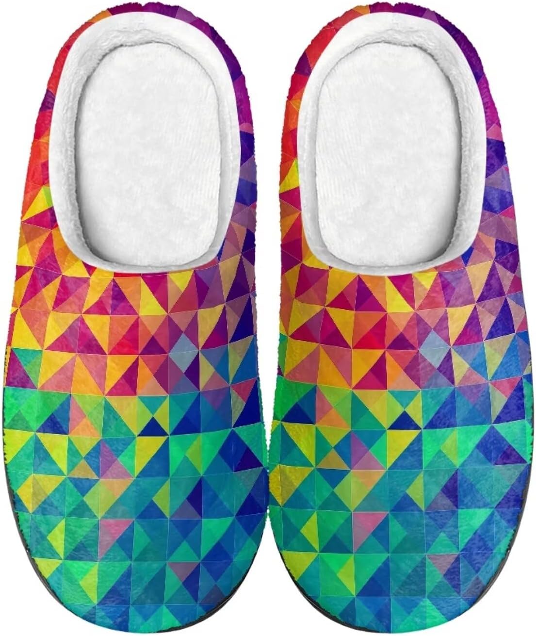 

Уютные тапочки, мягкие и удобные, с нескользящей подошвой, для женщин и мужчин, домашняя обувь, обувь для спальни Cadowhimsy, Rainbow Geometric