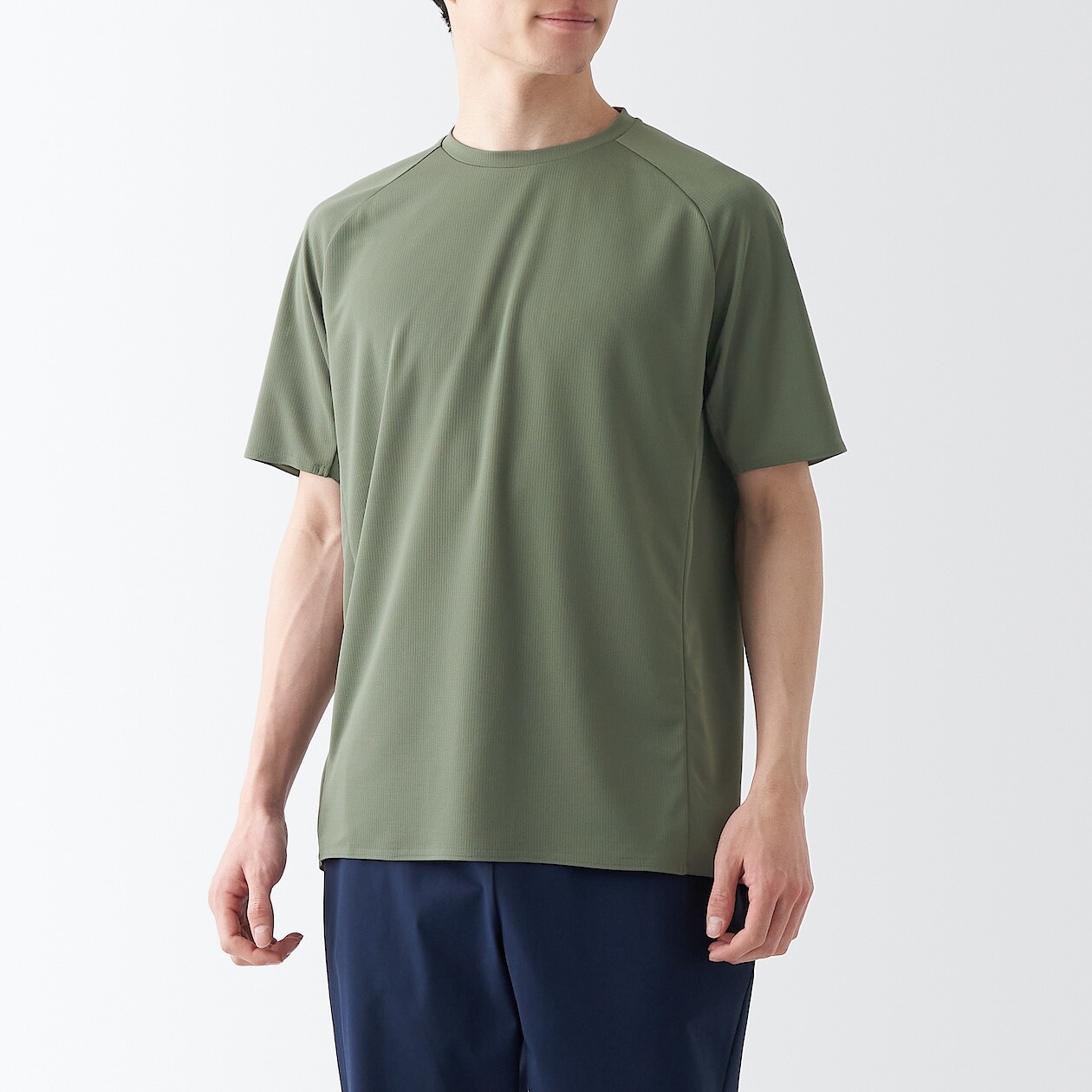 

Крутая футболка с круглым вырезом и защитой от ультрафиолета MUJI, хаки зеленый
