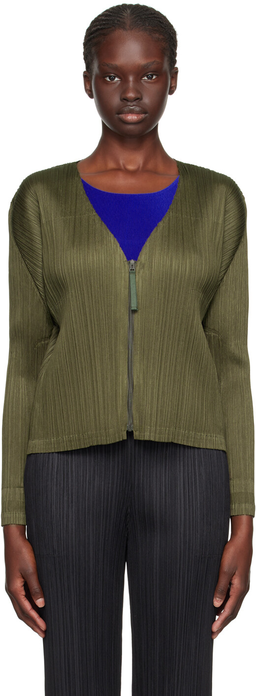 

Сентябрьский кардиган цвета хаки Monthly Colors Pleats Please Issey Miyake