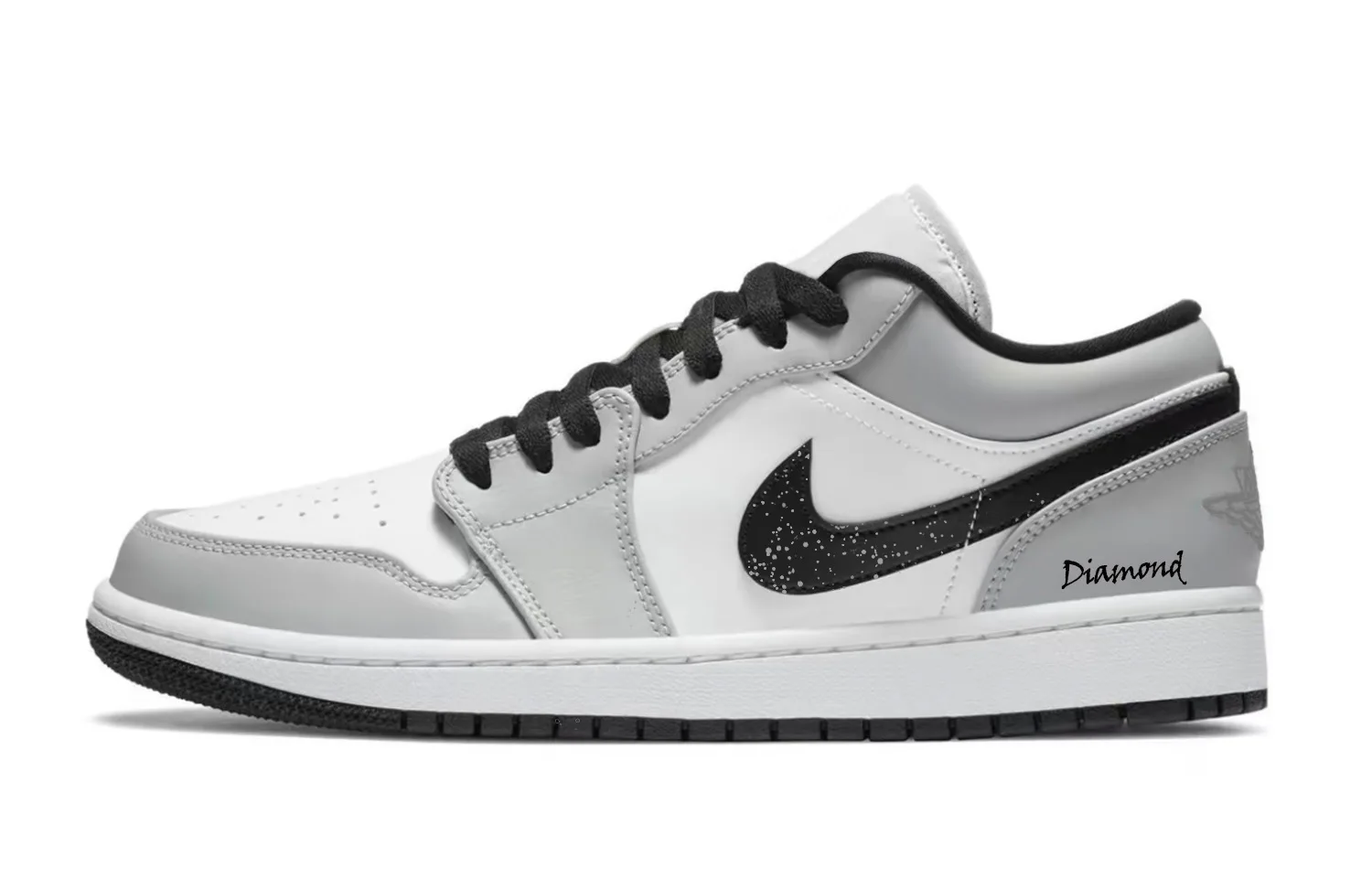 Jordan Кроссовки детские баскетбольные Air 1 LOW Shadow Gray из синтетической кожи низкие бело-серые унисекс