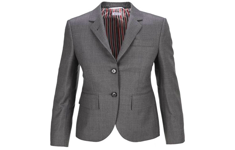 

Однобортный пиджак строгого кроя THOM BROWNE, серый