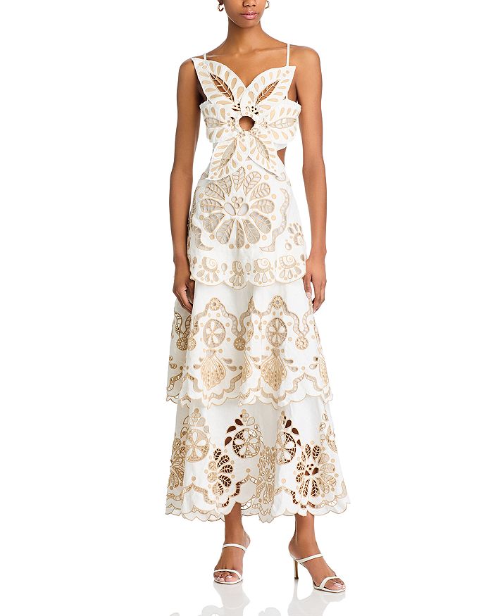 

Платье Off White Flower Richelie - эксклюзив FARM Rio, слоновая кость/кремовый