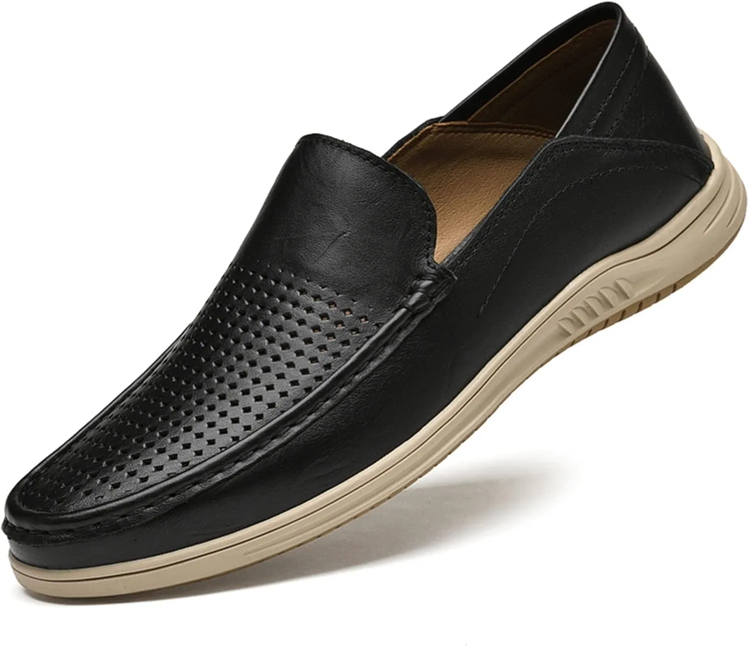 Лоферы мужские с перфорацией, кожа, Slip-ons, черный PUGHGAETZF — фото 2