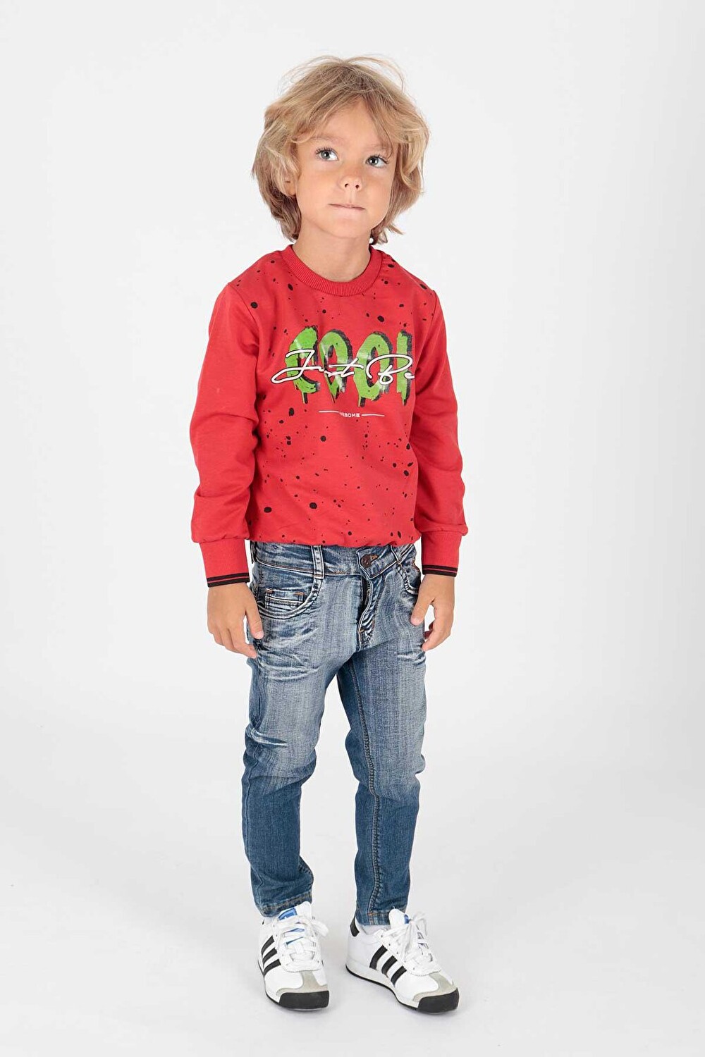 

Детская мужская крутая толстовка с длинными рукавами и принтом, хлопок Ak222402 ahengim, красный