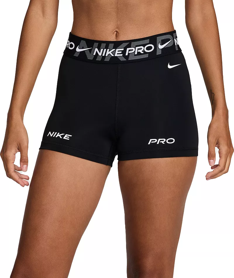 

Женские байкерские шорты Nike Pro со средней посадкой, 3 дюйма, с графическим рисунком, черный