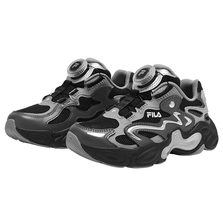 Кроссовки для бега Amber Cushioning с низким дышащим верхом для детей FILA KIDS, черный/серый — фото 3