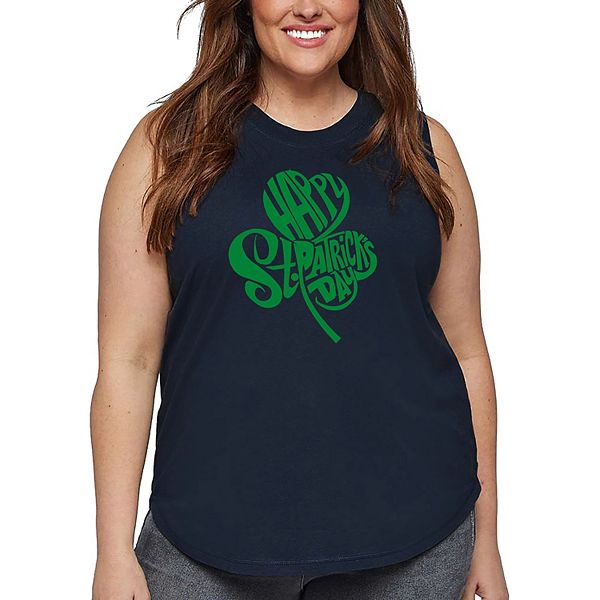 

Женский топ с принтом Plus Size - St Patrick's Day Shamrock La Pop Art, Navy