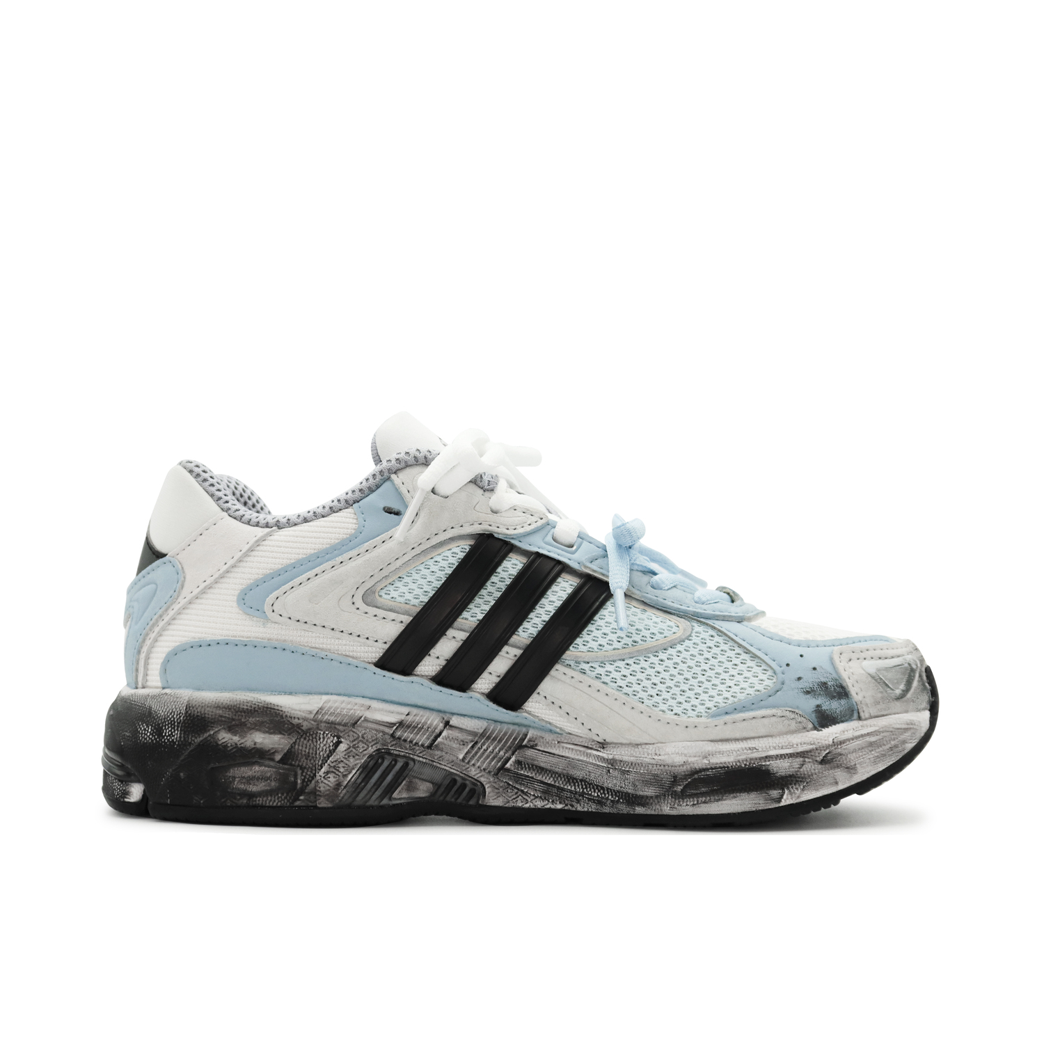 Беговые кроссовки Unisex Low Top черно-бело-серо-голубые Adidas Originals, серо-голубой — фото 2