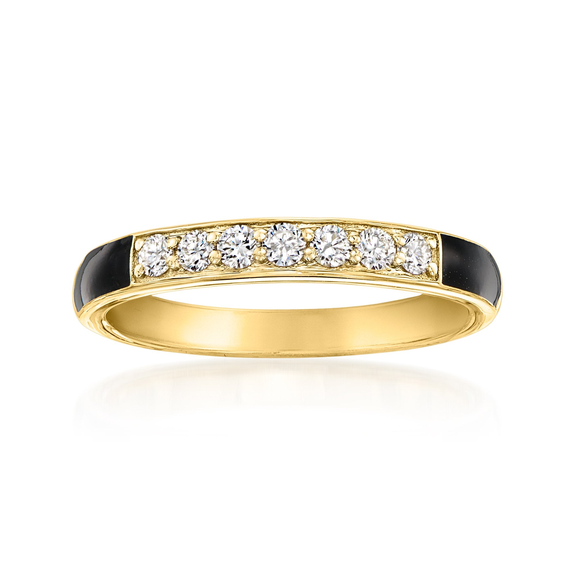 

Кольцо Ross-Simons с выращенным в лаборатории бриллиантом и черной эмалью из 18-каратного золота поверх стерлингового серебра Ross-Simons, белый