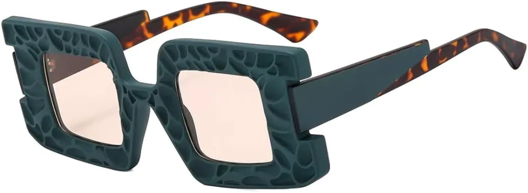 

Женские уникальные квадратные солнцезащитные очки, мужские панк-очки для путешествий, ретро-очки класса люкс с защитой от УФ-излучения UV400 UATXTAU, Green