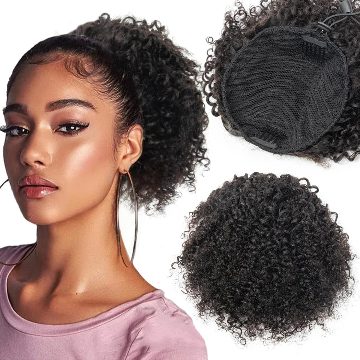 Накладной хвост из натуральных волос «Afro Kinky Curly» 20 см Isheeny