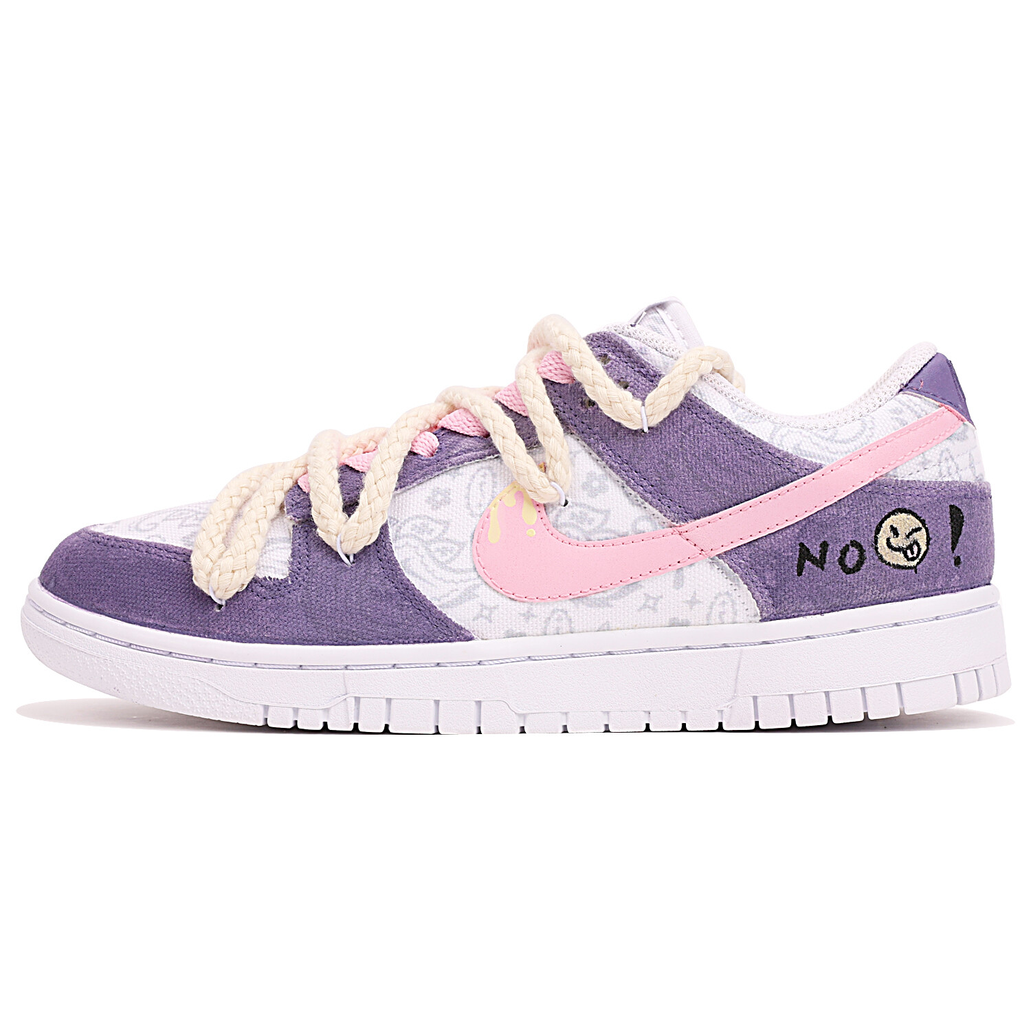 

Кроссовки Nike Dunk Skateboarding Shoes Women's Low-top Purple White Powder, белый